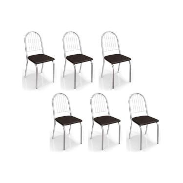 Imagem de Kit 6 Cadeiras Sala Jantar Noruega C077 6 Un Cromada Preto 110