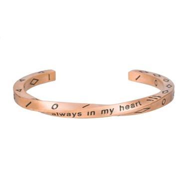 Imagem de RINTOLER Pulseiras de prata retrô para homens e mulheres - Bracelete Viking Always In My Heart banhado a ouro 18 quilates, adjustable, Aço inoxidável, Zircônia cúbica
