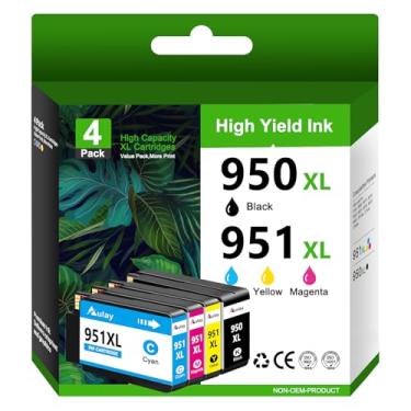 Imagem de Aulay Pacote combo de cartuchos de tinta 950 XL 951 XL compatível com OfficeJet Pro 8600 8610 8620 8100 8630 8660 8640 8615 76DW 251DW (preto, ciano, magenta, amarelo)