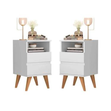 Imagem de Kit 2 Mesa de Cabeceira Quarto Mesinha Apoio Lateral Cama Box Casal Es