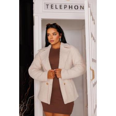 Imagem de Sobretudo Feminino De Lã Com Ajuste Na Cintura - Krayani, Bege, GG