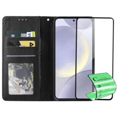 Imagem de Capa Capinha Carteira Flip e Película Cerâmica 9D Não Quebra Compatível Samsung Galaxy S24