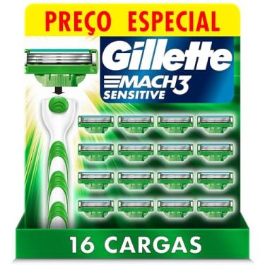 Imagem de Carga para Aparelho de Barbear Gillette Mach3 Sensitive 16 unidades