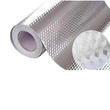 Imagem de Papel Adesivo Metalizado Cozinha Lavável P/Fogão Armário e Gavetas