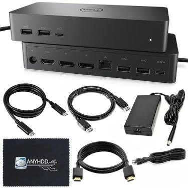 Imagem de ANYHDD UD22 Dell Docking Station Dual Monitor Bundle - Universal Docking Station for Dell Laptop with 130W AC Adapter + HDMI Cable + DisplayPort Cable + USB-C Cable + Microfiber Cloth