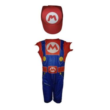 Imagem de Fantasia Roupa Infantil Mario Com Chapéu - Bililika, Vermelho, PP