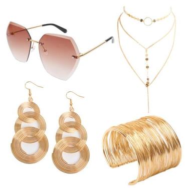 Imagem de Conjunto de Acessórios Disco 70s Fumwase para Mulheres - 4 Peças