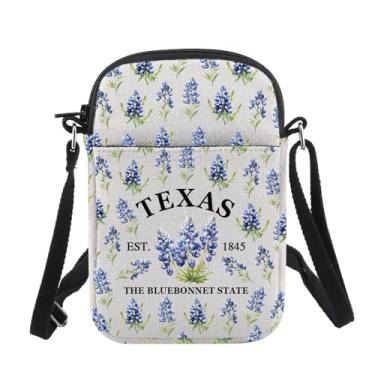 Imagem de CHOORO Texas Bluebonnet Bolsa tiracolo Texas State Flower Bluebonnet 1845 Sling Bag Texas Bluebonnet Flower Gift, Bluebonnet B