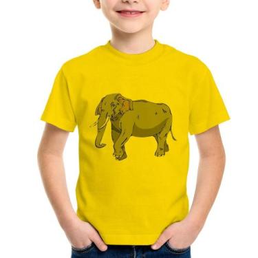 Imagem de Camiseta Infantil Elefante Ilustração - Foca na Moda, Amarelo, 14