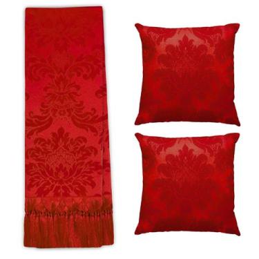 Imagem de Kit Manta Xale para Sofá e Cama Jaquard com 2 Capas de almofadas - MUM
