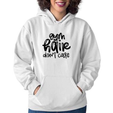 Imagem de Moletom Feminino Gym Hair Don't Care - Foca na Moda, Branco, GG