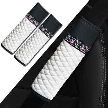 Imagem de Piburth Capa de cinto de segurança de carro com 2 peças, almofadas de ombro de couro respirável protegem seu pescoço, alças de arnês para uma condução mais confortável, acessórios de carro compatíveis