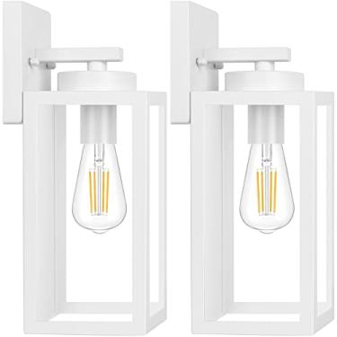 Imagem de BesLowe Luminárias De Parede Externas, Lanternas De Parede Externas À Prova D'Água, Arandelas De Varanda, Iluminação De Parede Com Soquetes E26 E Cúpulas De Vidro, Luminárias De Parede Brancas Moder