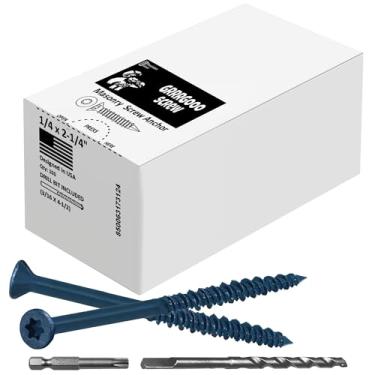 Imagem de GRRRGOOO SCREW Parafusos De Concreto Com Cabeça Torx 1/4 X 2-1/4 - Parafusos De Alvenaria De Aço Para Concreto, Tijolos, Blocos - Parafusos De Concreto Autoatarraxantes Com Broca 3/16 X4-1/2-100 P