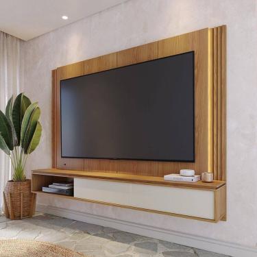 Imagem de Painel Home Suspenso para Tv até 75 Polegadas com Led 2 Portas Loa Freijó /Off White