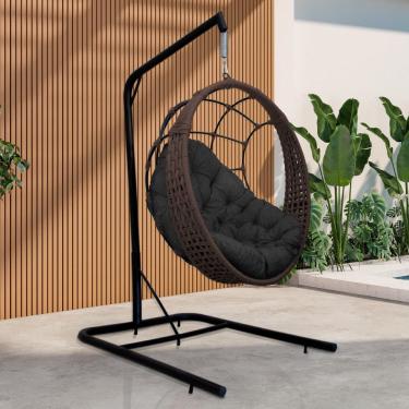 Imagem de Cadeira Balanço Ninho Suspenso em Corda Náutica Luxo com Suporte