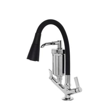Imagem de Torneira Filtro Gourmet Flexível Cozinha Bancada Cone Preto - Um Novo 