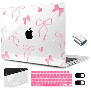 Imagem de MEEgoodo Capa rígida para laptop M4 MacBook Pro de 14 polegadas 2024, 2023, 2021, compatível com o modelo A3112/A3401/A3185/A2918/A2992/A2779/A2442 para M3 M2 M1 Pro/Max, fitas rosas