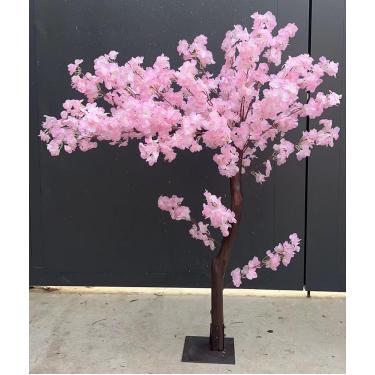 Imagem de Flores artificiais de flor de cerejeira simuladas árvore de flor de cerejeira artificial decoração de flores de seda artesanal para eventos de casamento, restaurante de festa interna ao ar l