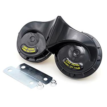 Imagem de 2pcs Tom Duplo Snails Horn 12V Horns Elétricos de Caracol Usados ​​para Carros de Motocicletas e Pequenos Iates (Preto)