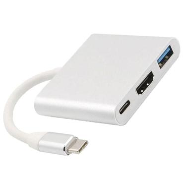 Imagem de Cabo Adaptador 3 Em 1 Usb-C 3.1 Type-C Para Hdmi 4K Usb 3.0