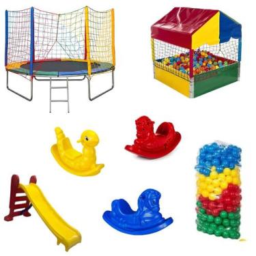 Imagem de Pula Pula 2,44m Piscina De Bolinhas 1,00 Escorrega Médio 3 Gangorra 1 