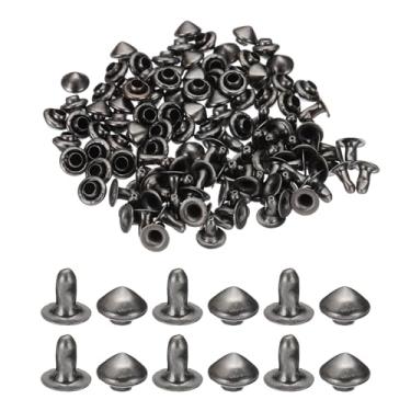 Imagem de PATIKIL Rebites de ponta de 5 mm, 100 conjuntos de tachas quadradas, rebites punk rápidos, decoração de artesanato em couro para pregos, roupas, cintos, bolsas, sapatos, preto