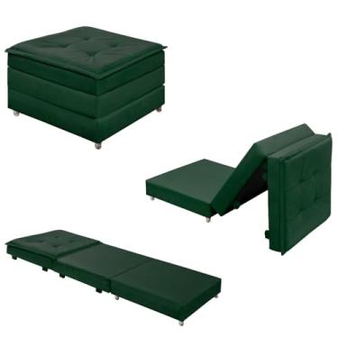 Imagem de Puff Dobrável 3 em 1 Vira Colchão Solteiro Com Rodinhas E Bau (Verde)