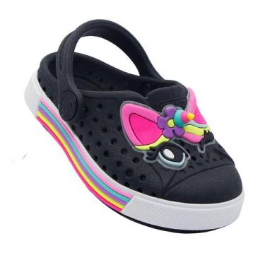 Imagem de Babuche Sandália Infantil Menina Plugt Joy Baby Unicornio Preto , 21/2