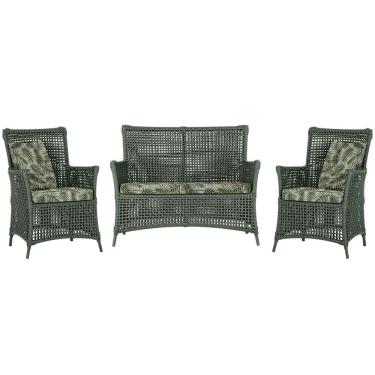 Imagem de Jogo Sofá e 2 Poltronas de Área Igapó Alumínio Pintura Marrom Corda Náutica Estofado 5 Trama