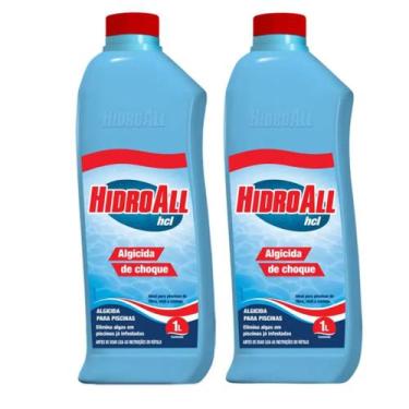 Imagem de Kit Com 2 Algicidas Choque Elimina Algas Para Piscinas Verde 1 Litro H