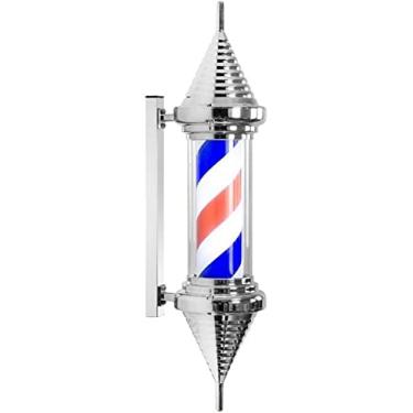 Imagem de HOSETEON Poste de barbeiro, luzes piscantes ao ar livre, 80 cm, poste de barbeiro, placa aberta para salão de cabeleireiro, barbearia, luz de LED, economia de energia, poste de barbearia