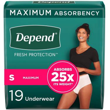 Imagem de Cuecas absorventes adultas femininas dependem fit-flex puxar com costuras tear away Pequenas Hea Tan 19 Contagem por Kimberly Clark