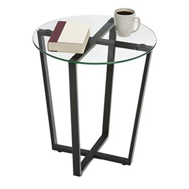 Imagem de Mango — Mesa de vidro com ponta de café da Steam Metro Moderno End Table Clear Glass & Black Base