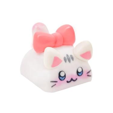 Imagem de Teclado artesanal de gato de desenho animado, capa artesanal 3D personalizada, capas de chave ESC de argila fofas, capas de chave de substituição personalizadas para teclado mecânico Cherry MX (gato