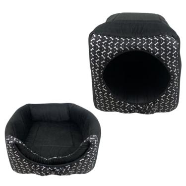 Imagem de Cama Toca Iglu 3 em 1 para Cachorro e Gato Tamanho EXTRA GGG (PRETA)