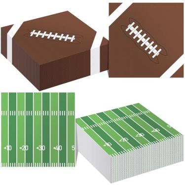 Imagem de Decorações de festa de aniversário de futebol, pacote com 150 guardanapos de futebol de papel descartáveis, suprimentos de lembrancinhas de festa com tema de futebol, decorações de superbowl,