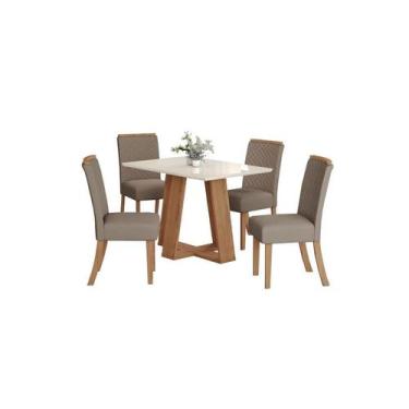 Imagem de Mesa Jantar Lins 120 4 Cadeiras Malu Amendoa - Henn