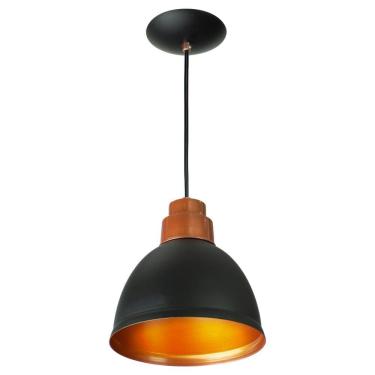 Imagem de Lustre Pendente Karina De Alumínio Preto com Cobre