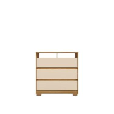 Imagem de Comoda San José Com 3 Gavetas Cor Carvalho Americano Off White 90x96 P