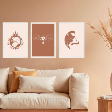 Imagem de Kit 3 Quadros Ginecologia Maternidade Útero 33X24Cm - Vidro