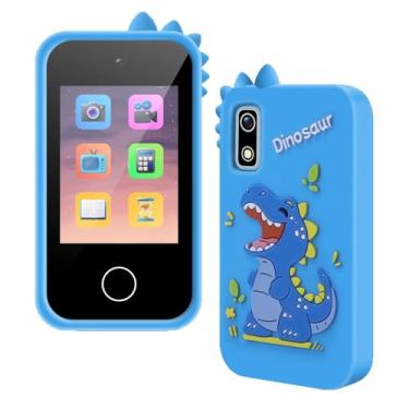 Imagem de Câmera Pequena de Câmera Pequena Mini Câmera Portátil Tiny Digital Camera 1080p HD 48MP Com Design de Dinossauro de 2,8 Polegadas IPS Dinosaur para Crianças Meninas Meninas (BLUE)