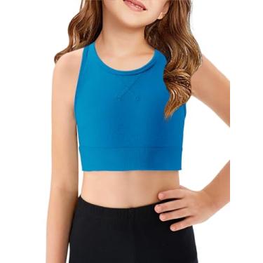 Imagem de Haloumoning Sutiã esportivo esportivo para meninas, costas nadadoras, dança, ioga, 7 a 14 anos, Azul royal, 9-10 Anos