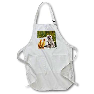 Imagem de 3dRose Avental de comprimento total gatinho e pato, 56 x 76 cm, preto, com bolsos