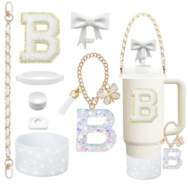 Imagem de Conjunto de acessórios de copo Stanley de 8 peças para copo Stanley Cup de 850 g 1,134 g com alça, incluindo tampa de palha e bota, tampa à prova de derramamento, pingente de alça, adesivo de iniciais