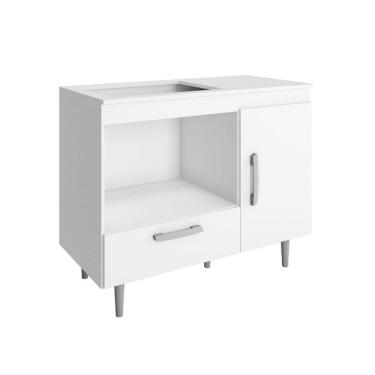 Imagem de Balcão de Cozinha Alecrim 1 Porta e 1 Gaveta para Cooktop 4 Bocas Poliman Moveis