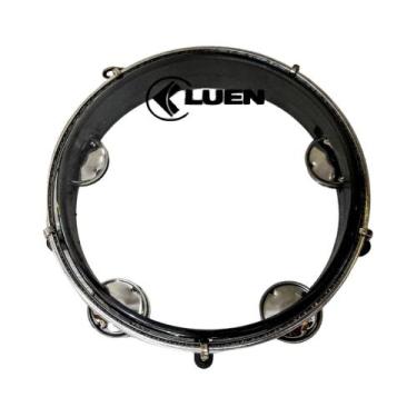 Imagem de Pandeiro Luen 40084 8" Polegadas ABS Inox Pele Cristal Preto