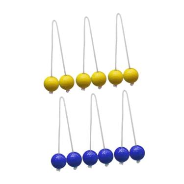 Imagem de Colaxi 6pcs escadas bolas de escada de atividades internas ou externas para crianças adultos Família jogando bolas de 42 mm para churrasco para eventos de, Amarelo E Azul