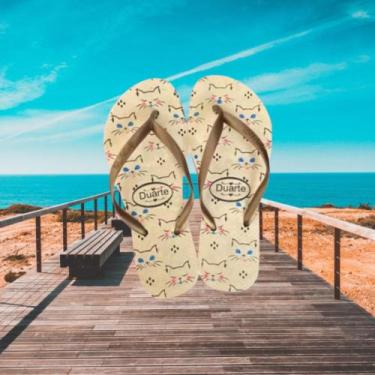 Imagem de Chinelo Feminino Adulto Estampado - Duarte, Bege gatinho ref42n, 37