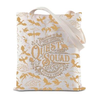 Imagem de ZJXHPO Dragon 4th Tote Bag Quest Squad reutilizável supermercado Dragon Rider Bolsa de ombro amante de livros leitor presente, Bolsa Quest Squad, Medium